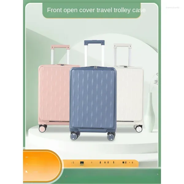 Malas frente aberta pull-rod caso multi-função embarque mala de negócios carrossel código bagagem saco de viagem designer luxo
