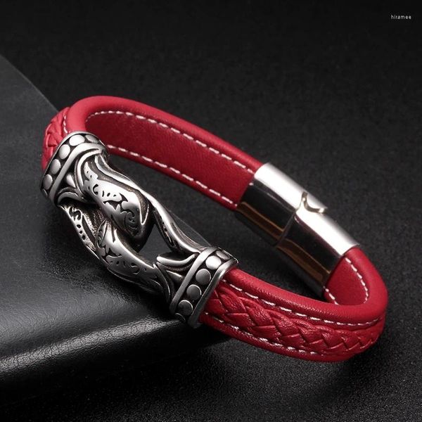 Link pulseiras vintage exclusivo algemas ímã corrente masculino couro charme desportivo jóias presente pulsera