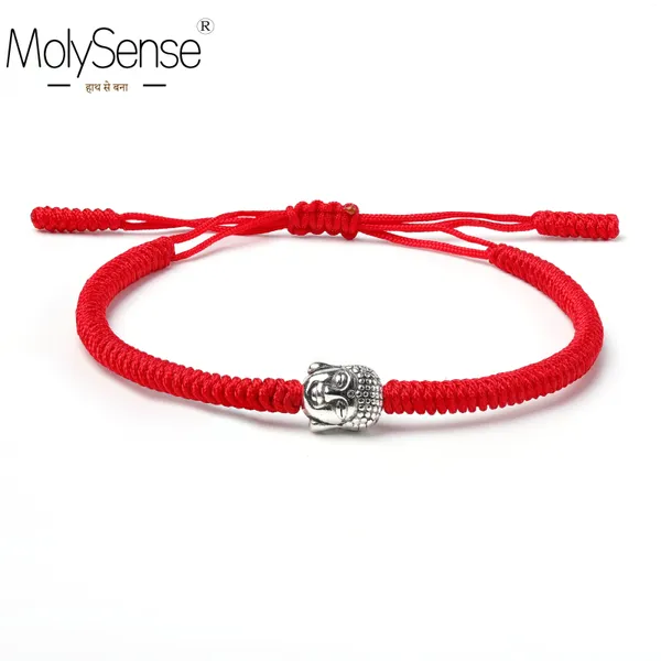 Charm-Armbänder MolySense Tibetisch-buddhistische Gebets-Buddha-Perlen-Glücksarmbänder für Frauen und Männer, handgefertigte Knoten-Seil-Armband