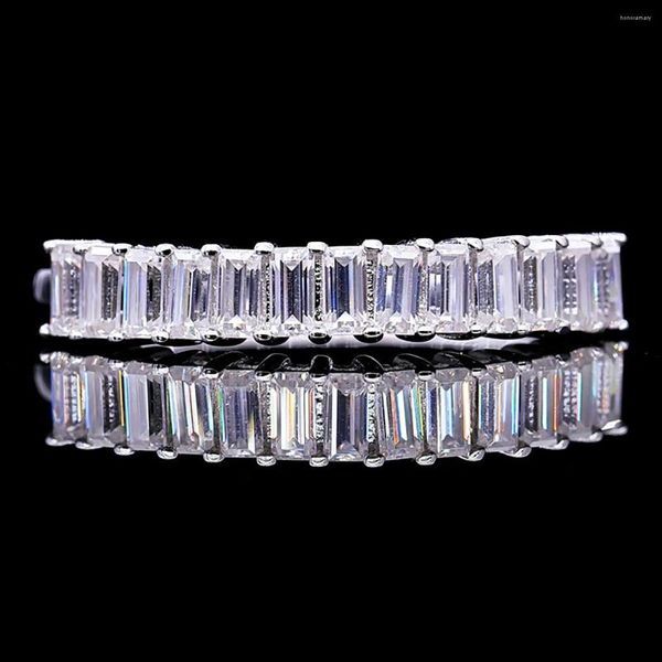 Anelli a grappolo BOEYCJR 925 Argento D Colore VVS1 1ct Totale 3x1.5mm Baguette Moissanite Fedi nuziali per le donne Regalo