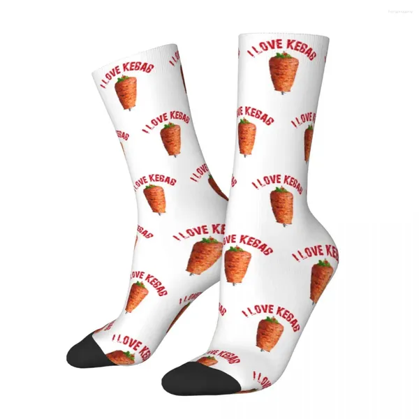 Herrensocken „I Love Doner Kebab“, Damen, lässig, verrückt, Frühling, Sommer, Herbst, Winter, mittlere Röhre, Geschenk