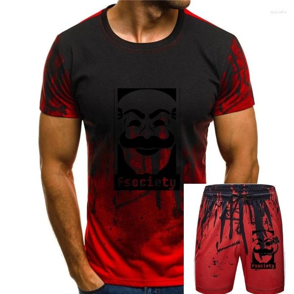 Herren-Trainingsanzüge, Mr. Robot F Society, Maskenposter, weißes, maßgeschneidertes T-Shirt für Herren