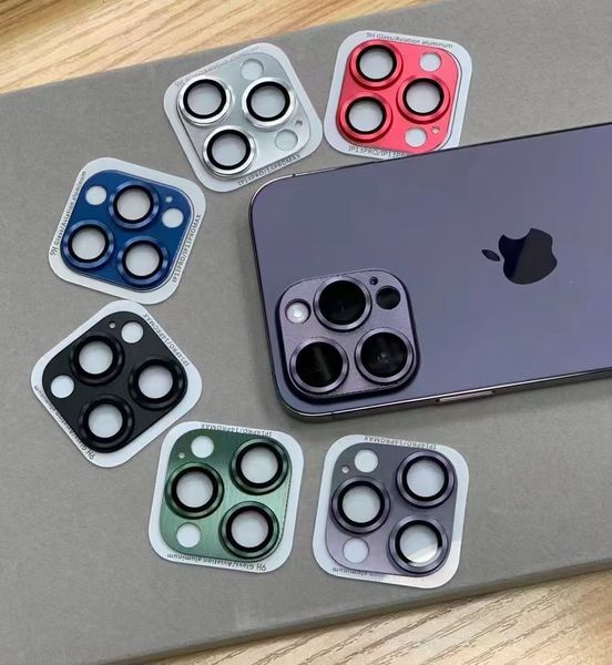 İPhone 14 13 12 Pro Max 11 Kamera Lens Temsilli Cam Titanyum Tam Arka Sert Kamera Kapağı Perakende Kutusu ile Metal Kamera Film Ekran Koruyucu