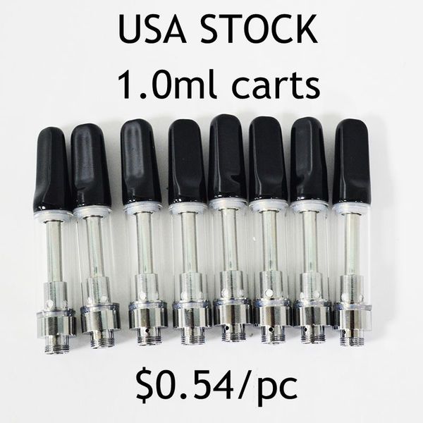 USA STOCK 510 Cartuccia Nero Bianco 1,0 ml Cartucce Vape 2,0 mm di spessore Carrelli olio Vuoto Atomizzatore ceramico 1000 pezzi / custodia Personalizza disponibile