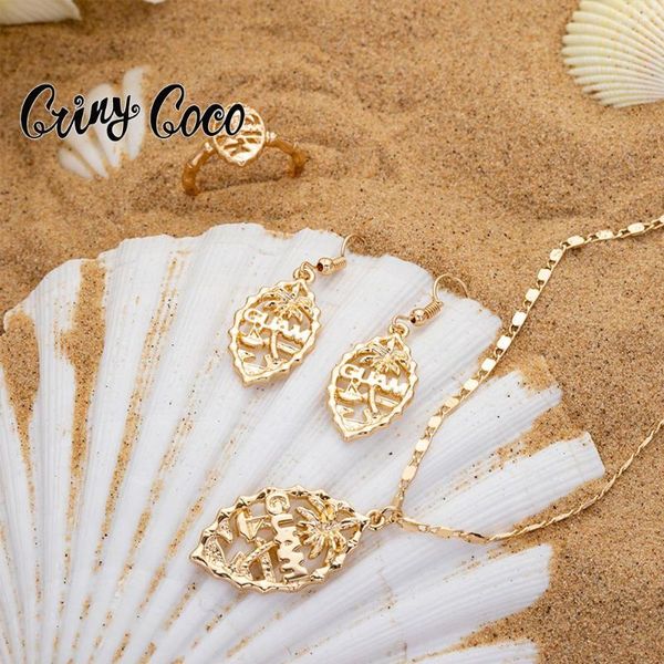 Halskette Ohrringe Set Cring Coco Hawaiian Samoa Coconut Tree 2023 Luxusmarken Polynesische Ringe Halsketten für Frauen