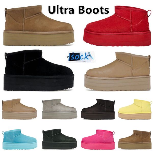 Tasman Chinelos Ultra Mini Botas Mulheres Inverno Tazz Botas Plataforma Clássica Mulheres Mens Castanha Areia Preto Cáqui Azul Rosa Amarelo Vermelho Tornozelo Camurça Manter Aquecido Bota de Neve