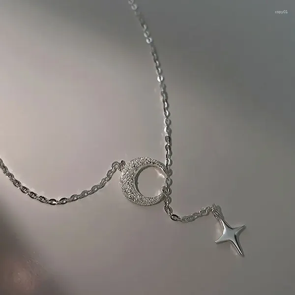 Ожерелья с подвесками JWER Ity, модное элегантное ожерелье с луной и звездой, геометрическая форма, серебряная цепочка для женщин, изысканные аксессуары