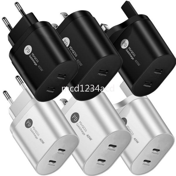 Caricabatterie USB C tipo c Caricabatterie da muro PD a ricarica rapida rapida da 40 W Spine EU UK US per Iphone 15 11 12 13 14 Samsung xiaomi M1