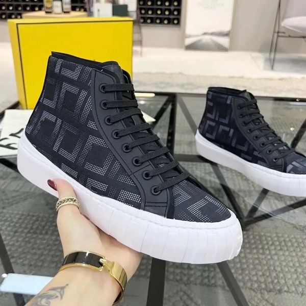 Domino Casual Shoes Herren-High-Top-Sneaker aus fließendem Stoff. Fashion Force-High-Top-Leinwandschuhe mit Buchstabendruck