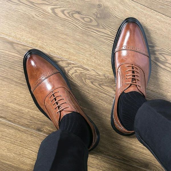 Scarpe eleganti Oxford da uomo Marrone Derby Matrimonio Festa formale Italiano Abito da lavoro Mocassini firmati da ufficio