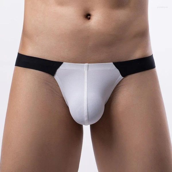 Underpants Direto da fábrica Men's Ice Silk Traceless Triângulo Cueca Colorida Cintura Baixa Fina Verão Confortável 3D Em Relevo Nylon