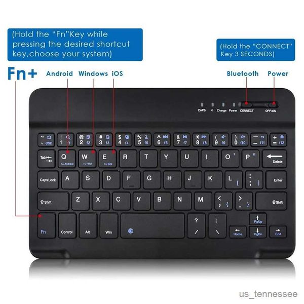 Клавиатуры Мини Беспроводная Bluetooth-клавиатура для мобильного телефона Планшет Кнопка отключения звука Перезаряжаемая клавиатура для Android Windows R231109