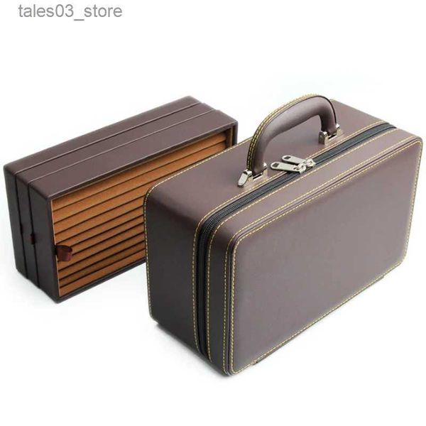 Schmuckschatullen Koffer 2/3 Schichten PU Schmuckschatulle Praktische Ohrringe Halsketten Display Box Hochwertiger PU-Leder Schmuck Organizer für Frauen Q231109