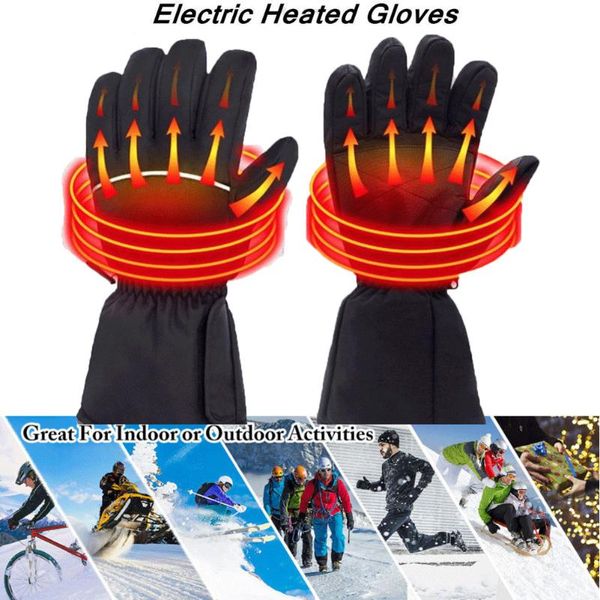 Luvas esportivas 1 par de inverno elétrico aquecido com baterias Ciclismo à prova de vento à prova de vento Tela de toque de aquecimento quente