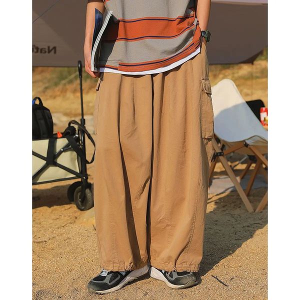 Damen-Hosen, Caprihosen, japanische Cityboy-Retro-Trendmarke, gerade, weites Bein, Overalls für Männer, lockere und vielseitige Freizeithose mit Kordelzug für Frauen, Y2K 231108