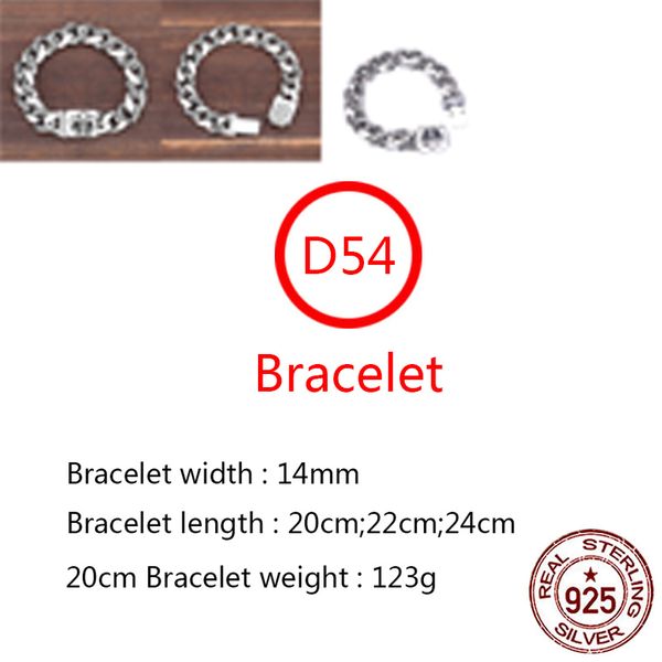 D54 S925 Bracciale in argento Sterling Personalizzato Boat Boat Anchor Cross Flower Couple Punk Hip Hop Style Gioielli regalo per gli amanti