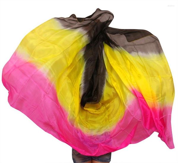 Sahne Giyim Gelişleri Gerçek İpek Göbek Dans Dansçıları İçin Dans Edebilir Körfon Şallı Gül Sarı Siyah Renkler 250/270 114 CM Kadınlar