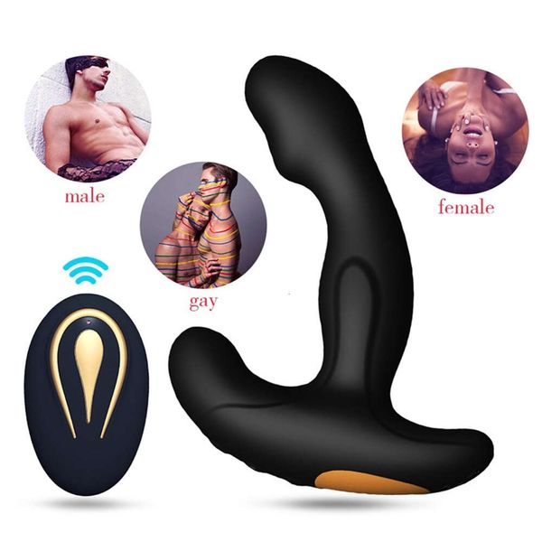 Masturbador de controle remoto sem fio vibrador massageador de próstata silicone butt plug anal vibrador brinquedos sexuais carregamento usb g ponto choque elétrico