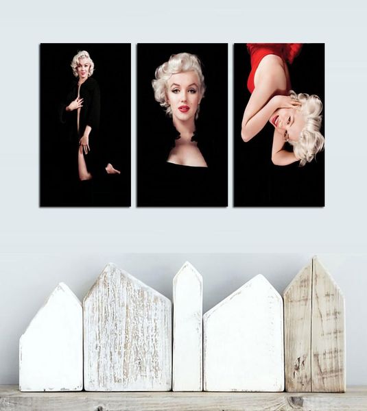 3 pannelli Fashion Wall Art Star Ritratto Pittura a olio su tela Marilyn Poster Stampe Immagine della parete Murale Modern Home Decor3586873