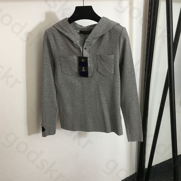 Felpa con cappuccio slim con bottoni Camicia da donna di moda sottile a maniche lunghe camicetta di design di fascia alta