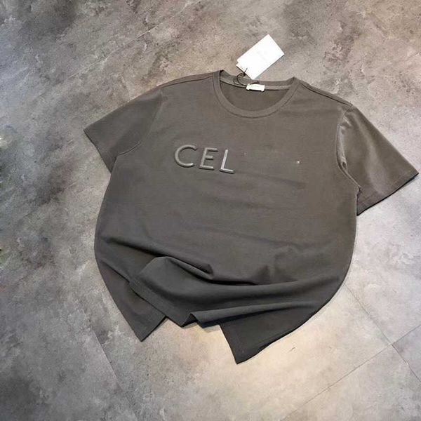 Lüks Tasarımcının Yeni Erkek ve Kadınlar Kısa Kollu Spor Giyim Seti Gömlek Çelik Baskı Stereo Kabartmalı Mektup Katı gevşek T-Shirt Yay/Yaz Çift Çok Yönlü Üst