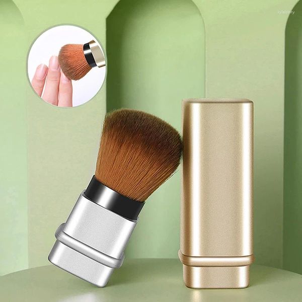 Pennelli per trucco Mini pennello portatile retrattile per fard con coperchio Multifunzionale per spolverare le unghie in polvere Strumento cosmetico di bellezza da viaggio