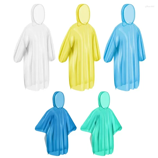 Impermeabili Poncho Confezione famiglia Poncho antipioggia per adulti Bambini Ponch usa e getta o riutilizzabile con cappuccio con coulisse 5