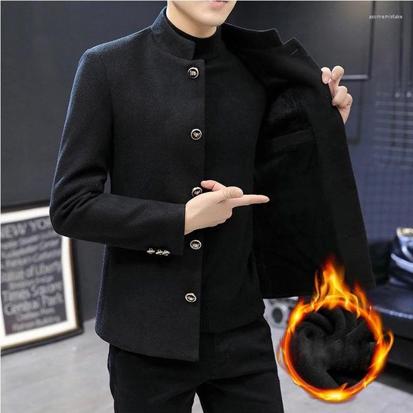 Abiti da uomo Commercio estero Abito invernale con colletto in piedi ispessito Versione coreana Cappotto Zhongshan superiore