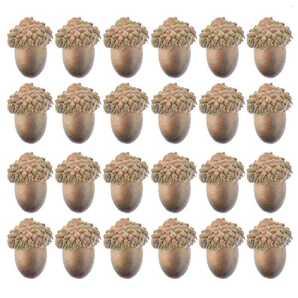 Decoração de festa 50pcs bolotas artificiais em massa simulação realista decoração bolota com tampa natural para diy po adereços casa cozinha