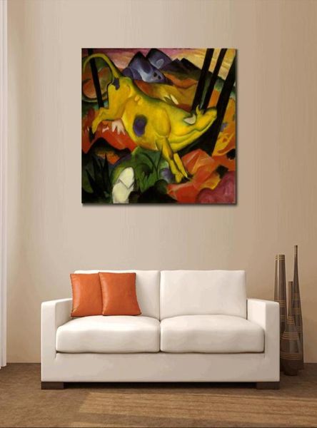 Wandkunst Franz Marc Ölgemälde abstrakt Die gelbe Kuh Handgemalte Wohndekoration5531783