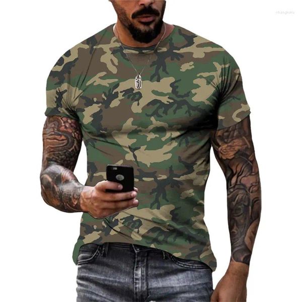 T-shirt da uomo Desert Jungle Camouflage Print T-shirt Army Fan Outdoor Tattico Quick Dry Manica corta Comodo girocollo Top 6XL