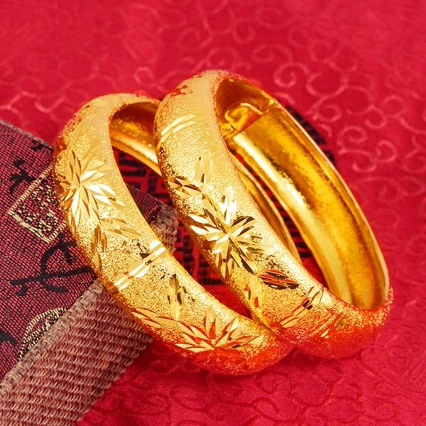Bangle PiecesClassic Style Wedding Party Womens Yellow Gold Filled Thick Wide Openable Bracelet Fashion AccessoriesBangle