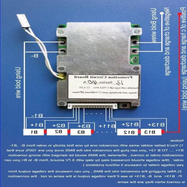 Circuiti integrati Batteria agli ioni di litio da 546 V PCB e BMS di pacco di celle 48 V 18650 con corrente di scarica costante 40 A per e-bike 13S Bat Dlol