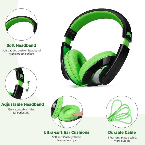 Auricolari Comfort Bambini Cuffie per adulti Leggeri Bambini Ragazzi Ragazze Adolescenti Cuffie overear cablate da 3,5 mm (per lettore CD DVD Tablet PC Telefono