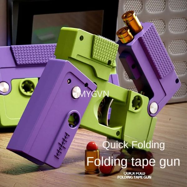 Nostalgische audio Opvouwbare tape Speelgoedpistool Vouwen Burst Shell Uitgeworpen Simulatie Kinder Nylon Speelgoedpistool Verjaardagscadeau