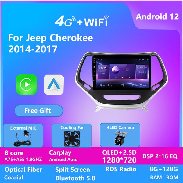 Lettore Dvd video per auto con pannello a sfioramento HD per Jeep CHEROKEE 2014-2017 con sistema Android