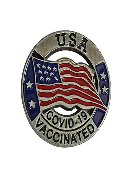 Bandeira dos Estados Unidos dos EUA Pin vacinado Notificação do destinatário Pinback Button Badges8876643