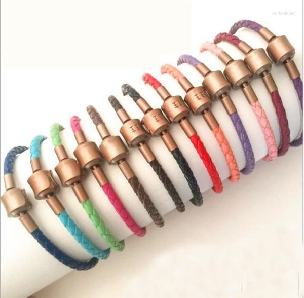 Strang Großhandel 10 stücke Lederarmband 3D Goldverschluss Bunt