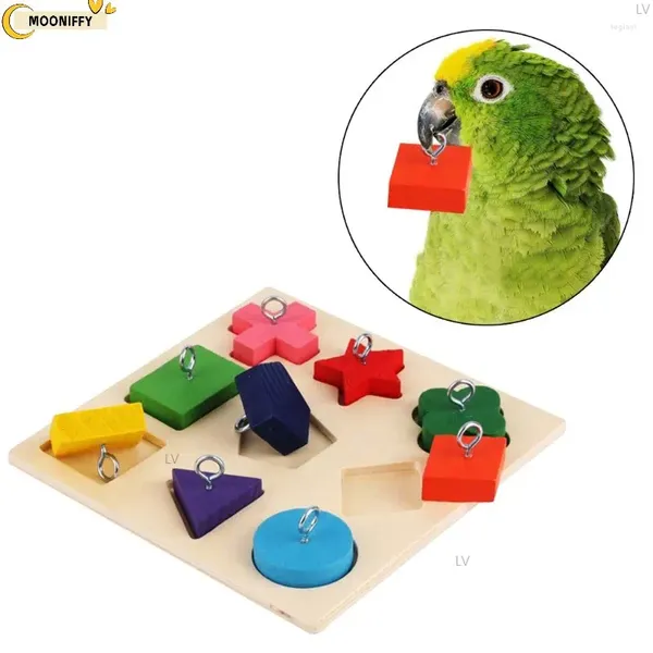 Diğer Kuş Malzemeleri Evcil Hayvan Eğitim Oyuncakları Papaz Etkileşimli Eğitim Renkli Ahşap Blok Kuşlar Bulmaca Diy oyuncak aksesuarları Stand