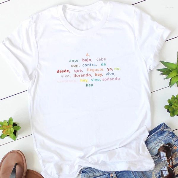 T-shirt da donna Moda T-shirt spagnole Donna Casual Tees Divertente Lettera stampata T-shirt grafica Lady Top Gift Mujer Camisetas