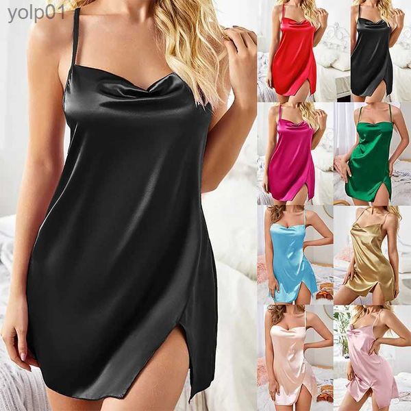 Pijamas femininos venda quente sexy com decote em v roupa de noite lingerie para menina verão cor sólida camisola feminina elegante lti cor fe sleepwearl231109