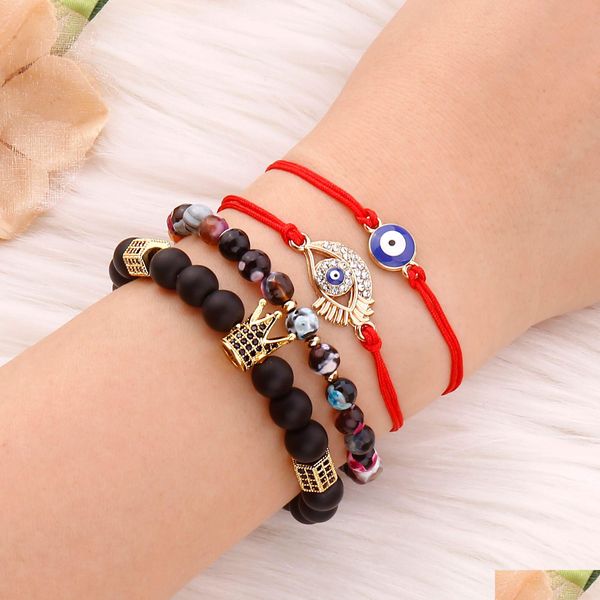 Braccialetti con ciondoli Braccialetti turchi Evil Lucky Eye per le donne Gioielli fatti a mano con corda intrecciata Bracciale rosso Consegna a goccia femminile Je Dhgarden Dhqhn