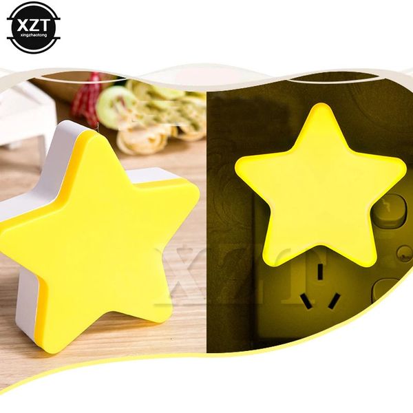 Lâmpadas Shades Cute Star LED Plugin Night Light Inteligente Pentagram Light Sensor Controle Bedside Wall Lamp Baby Sleeping Light para o quarto 231109