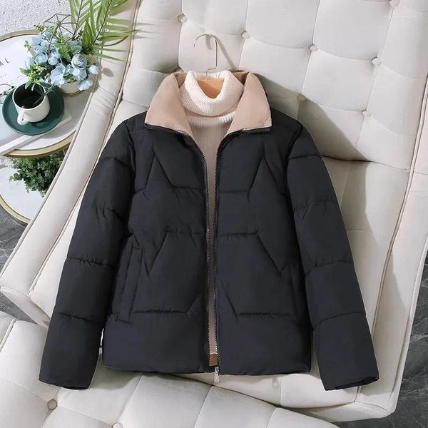 Delle donne Trench Cappotti 2023 di Inverno Delle Donne Parka di Cotone Casual Giubbotti di Spessore Caldo Cappotto Femminile Breve Tuta Sportiva Nero Cachi Vestiti