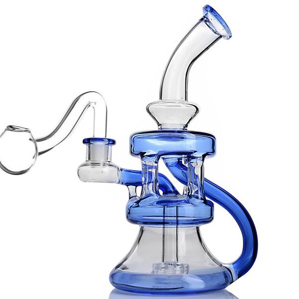 Bongo de vidro rosa Recycler Dab Rigs Hookahs Shisha tubulação de água de vidro bongos de água de vidro acessórios para fumar copo