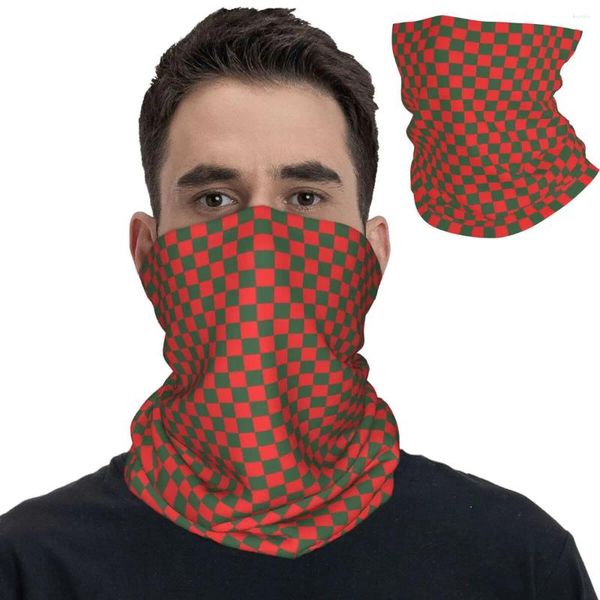 Sciarpe Rosso Verde A Scacchi Gabbia Maschera Sciarpa Passamontagna Ghetta Bandana Fascia da Ciclismo Multifunzionale Unisex Per Tutte Le Stagioni