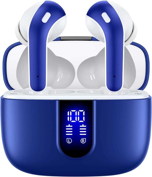 Cuffie Bluetooth Auricolari wireless reali Riproduzione 60 ore Display di alimentazione a LED con custodia di ricarica wireless IPX5 Auricolari intrauricolari impermeabili 5DHJ3