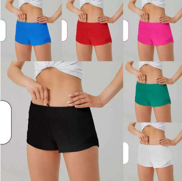 Roupa de ioga lu-248 Womens Sport Shorts Casual Fitness Hotty Hot Pants para Mulher Girl Workout Gym Running Sportswear com bolso com zíper Malha de secagem rápida 1109L14