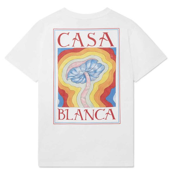 Дизайнерская футболка Casablanca 23ss Rainbow Mushroom Футболки унисекс Гавайская футболка с коротким рукавом Casablanc