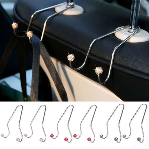 2 ganci per sedili posteriori per auto con decorazioni in strass, diamanti bling, ganci per borse per auto, organizer per riporre gli oggetti sul sedile posteriore, accessori per auto